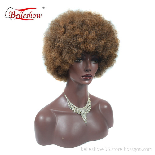 Hot sell wholesale synthetic black micro-rolled wig  African women high temperature silk fiber short wig